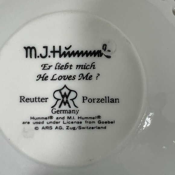 M.J. HUMMEL Genuine Vintage Filagree Trinket Dish, "Er Liebtmich - He Loves Me?" - Picture 5 of 5